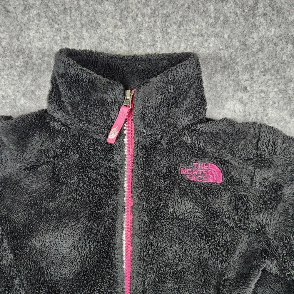 The North Face Osito Fleece Jacket Girls M Black Pink Full Zip Warm Soft Coat